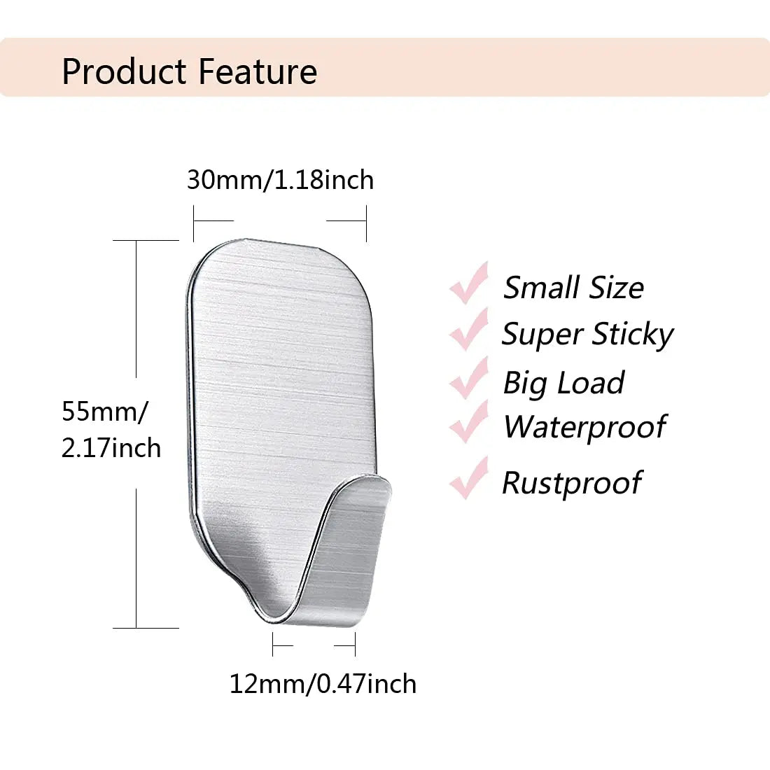 Small Sticky Hooks for Hanging Extra Strong Self Adhesive Hooks Heavy Duty Stick on Hooks for Walls, Wall Hangers without Nails,