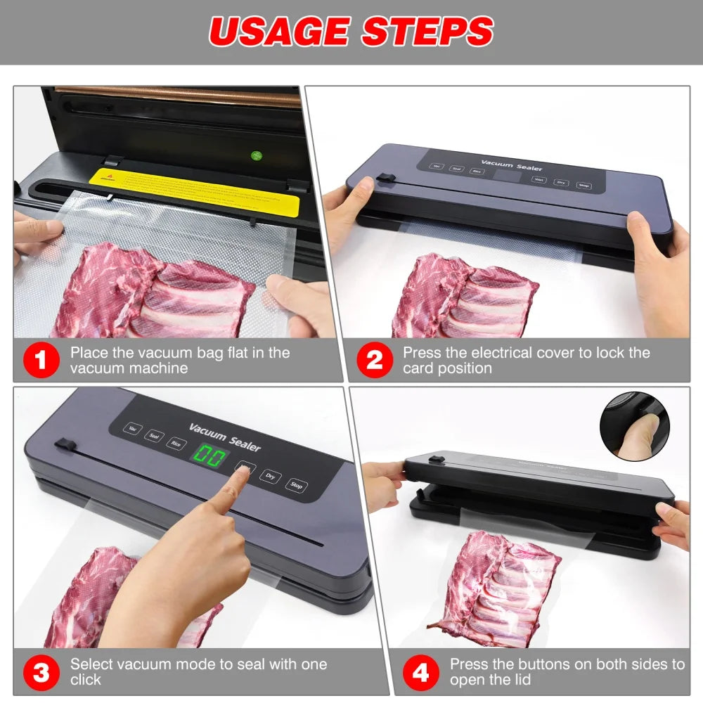 Electric Sealer Vacuum Machine Black Multifunctional Food Vacuum Sealer with Vacuum Bag Vacuum Packaging Machine