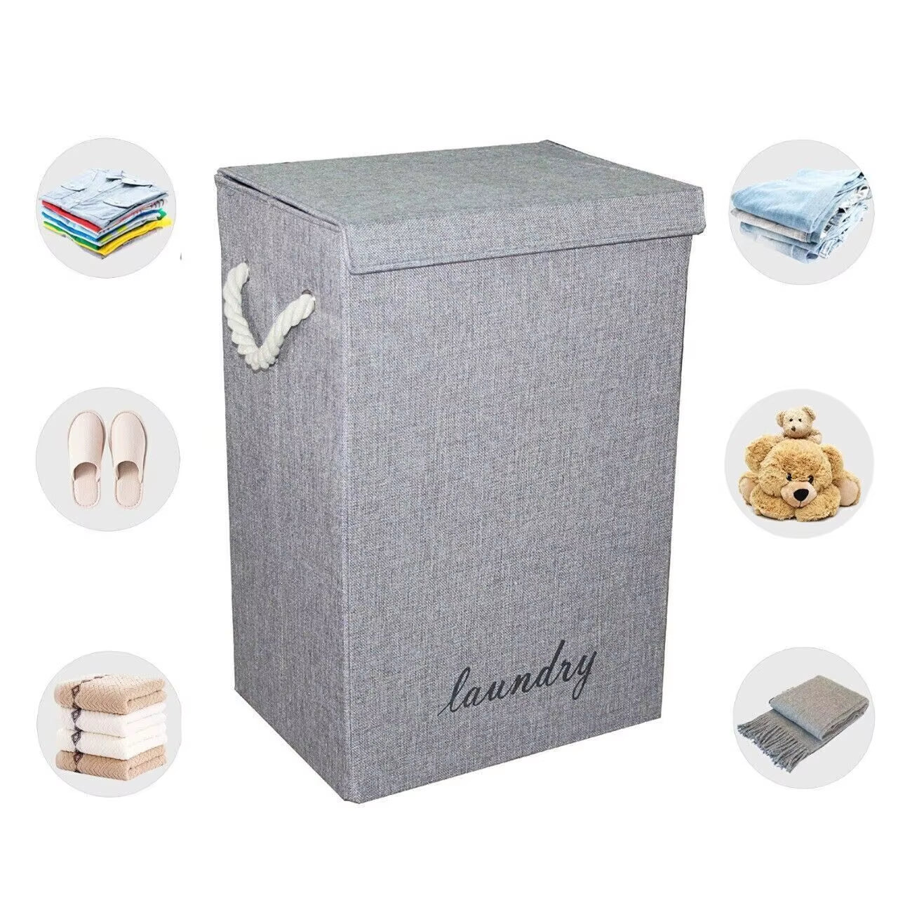 Laundry Basket Dirty Washing Clothes Storage Folding Bin Bag Hamper with Lid
