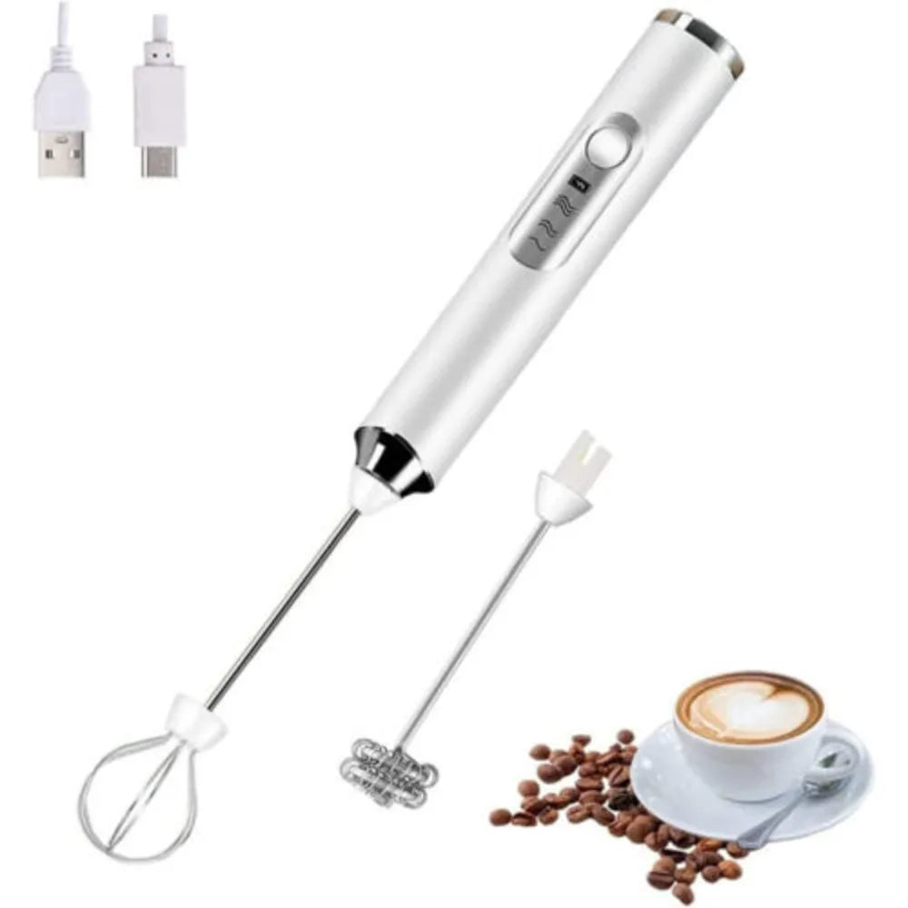 Rechargeable Electric Milk Coffee Frother Whisk Egg Beater Handheld Frappe Mixer