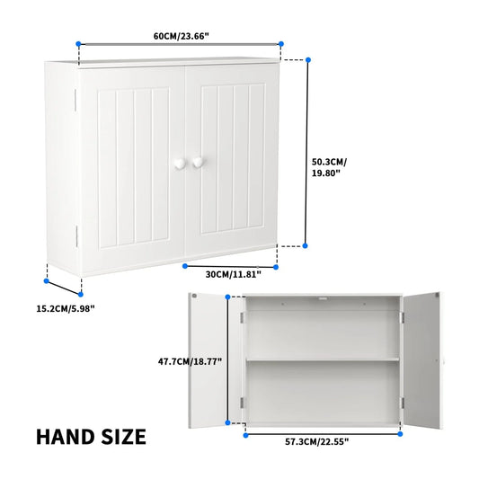BRIEFNESS Living Room Cabinet Entry Cabinet Wall Cabinet Storage Cabinet Storage Cabinet with Double Doors and Adjustable Shelve