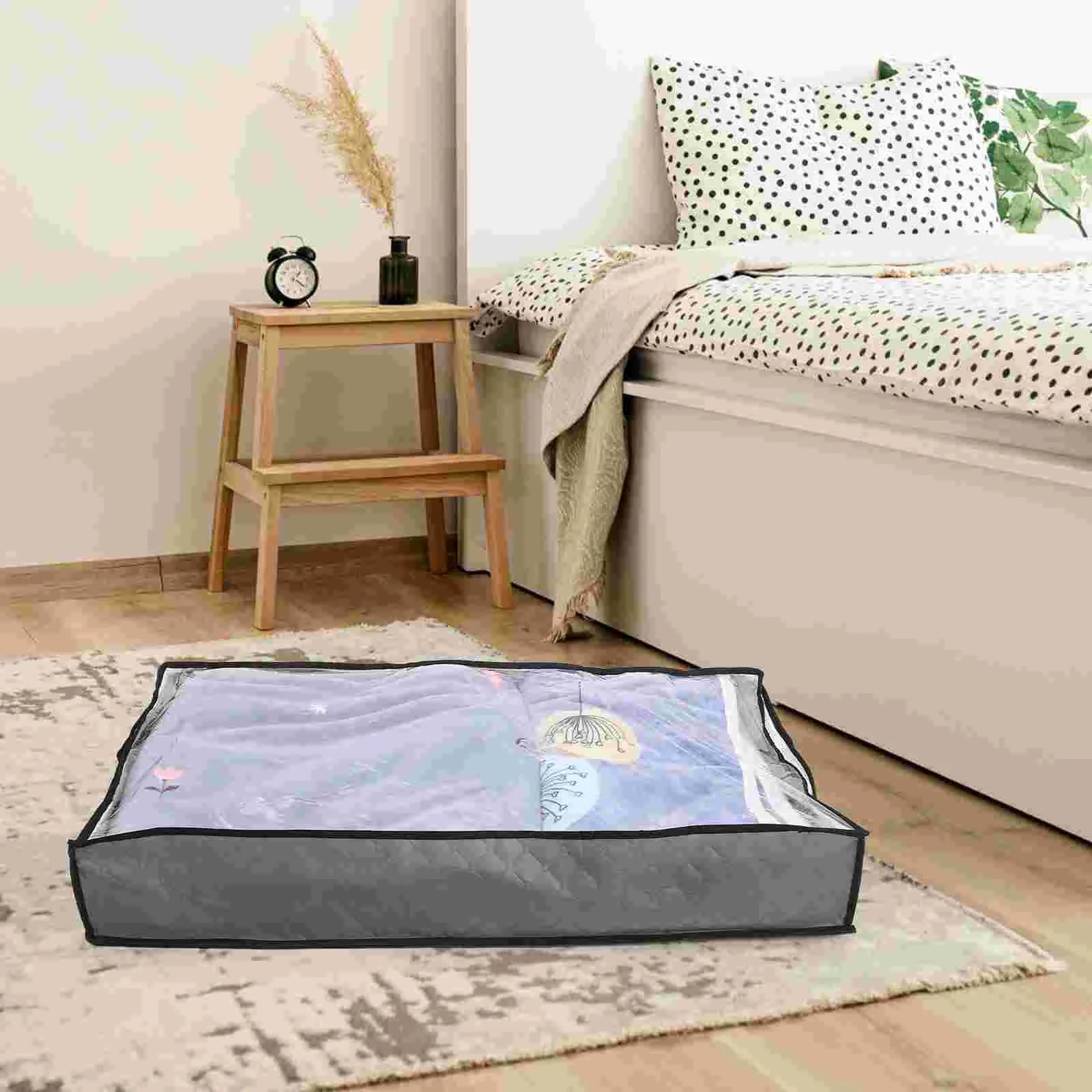 2Pcs under Bed Storage Bags Handles Clothes Storage Containers Closet Zippered Bags Clothing Closet Storage Quilts Clothings