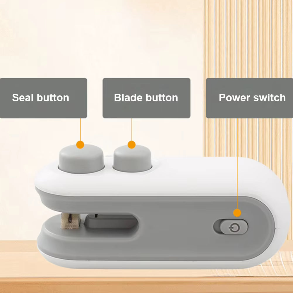 2 in 1 Food Storage Sealer USB Charging Mini Bag Sealer Portable Handheld Heat Vacuum Sealer for Food Preservation