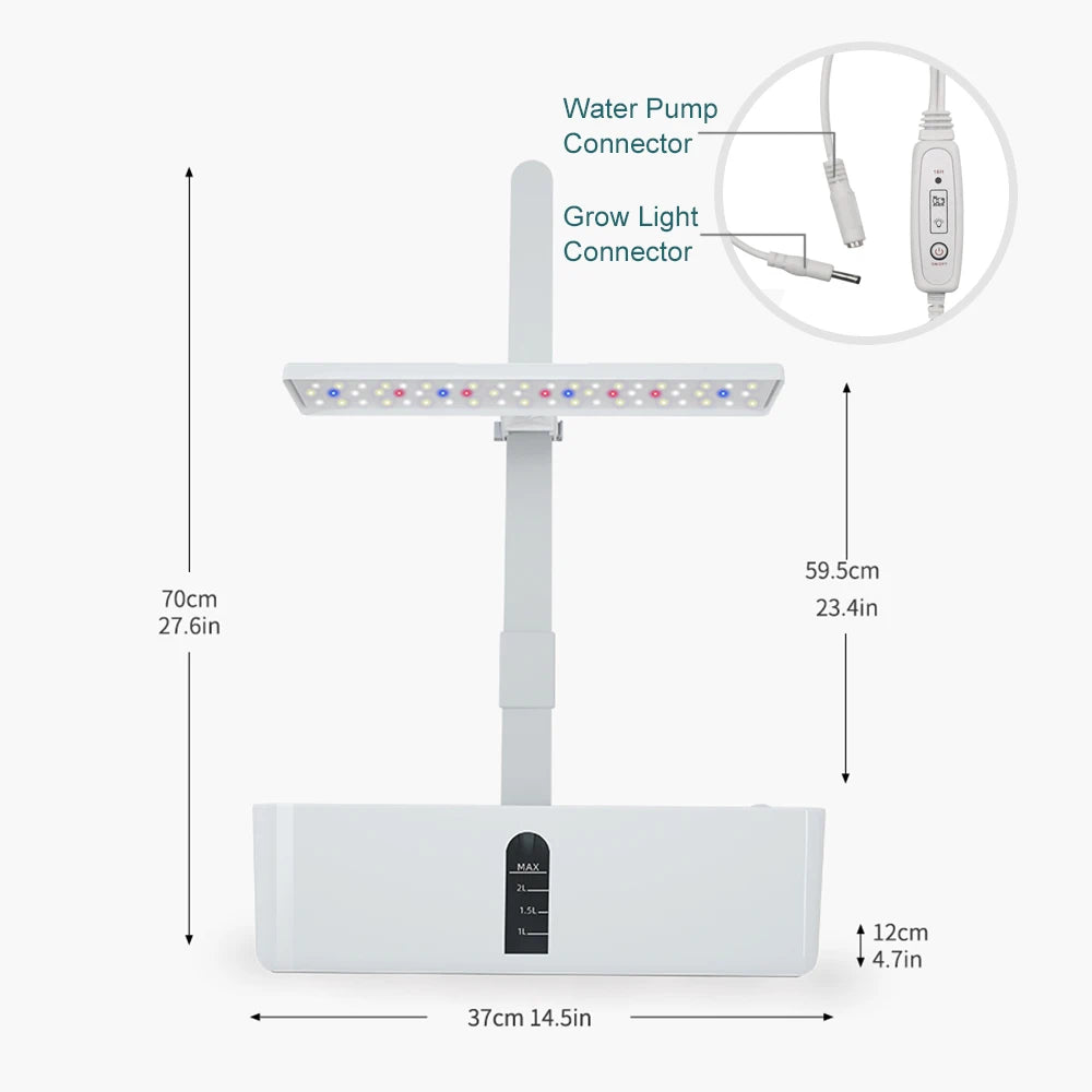 2L Smart Hydroponics Growing System Indoor Garden Kit 9 Pods Automatic Timing with Height Adjustable 15W LED Grow Lights