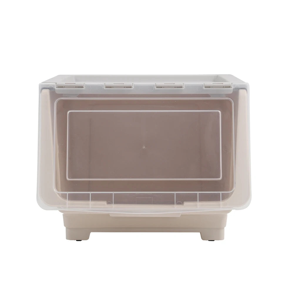 Kidkid 34L Stackable Plastic Storage Box with Lid and Four Smooth Wheels Snacks Crafts Toys Storage Box