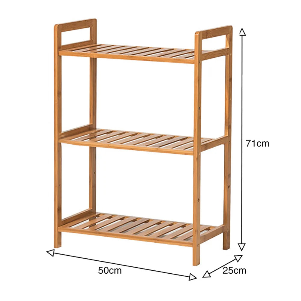 Tiered Bamboo Wood Book Storage Shelf Plant Stand Storage Shelf