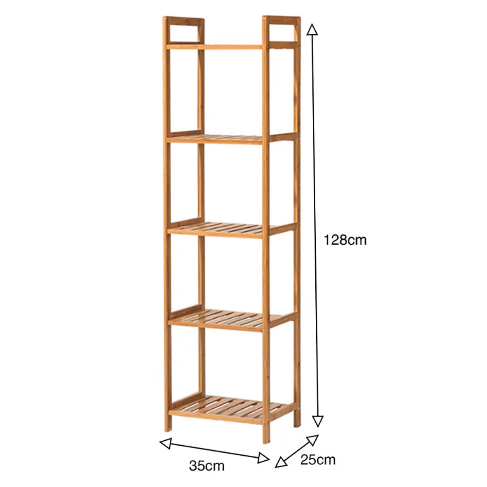 Tiered Bamboo Wood Book Storage Shelf Plant Stand Storage Shelf