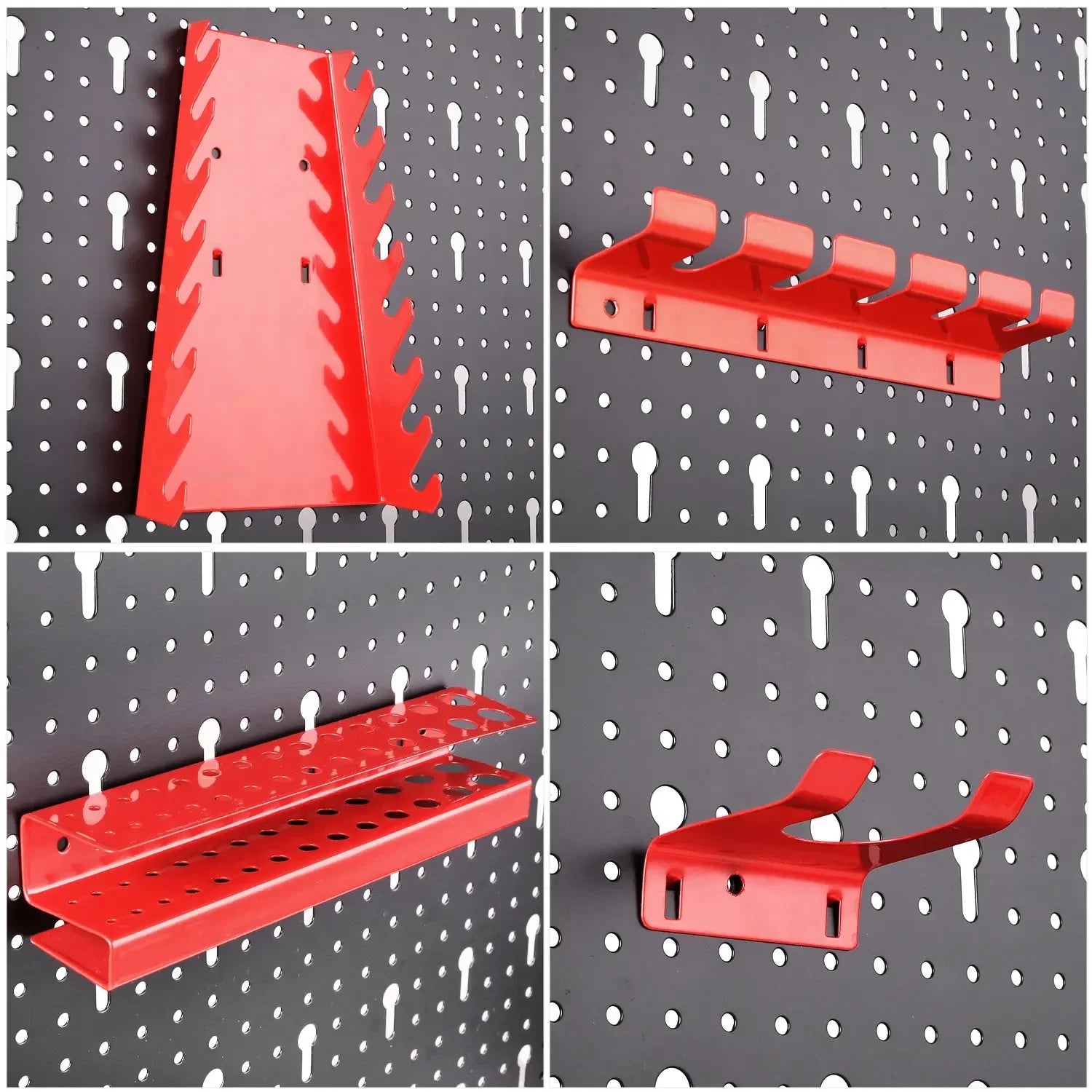 Fixkit Tool Wall Perforated Wall Metal Wall Perforated Sheet Metal with Hook Brackets 117X55X2Cm Set Walls Hook 17 Parts