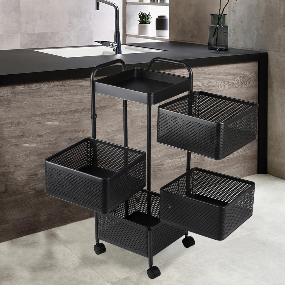 【】Multi-Functional Storage Rack Vegetable Basket Removable Rotating Kitchen Shelving Shelf Trolley Furniture Home