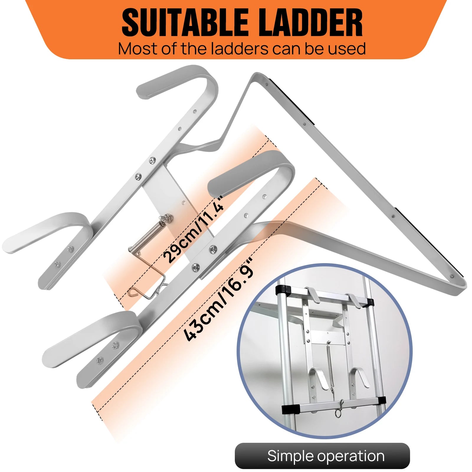 V-Shaped Ladder Stand Off, Alloy Aluminum for Downpipe, Non-Slip Mat, for Universal Ladder, Incease Ladder Safety