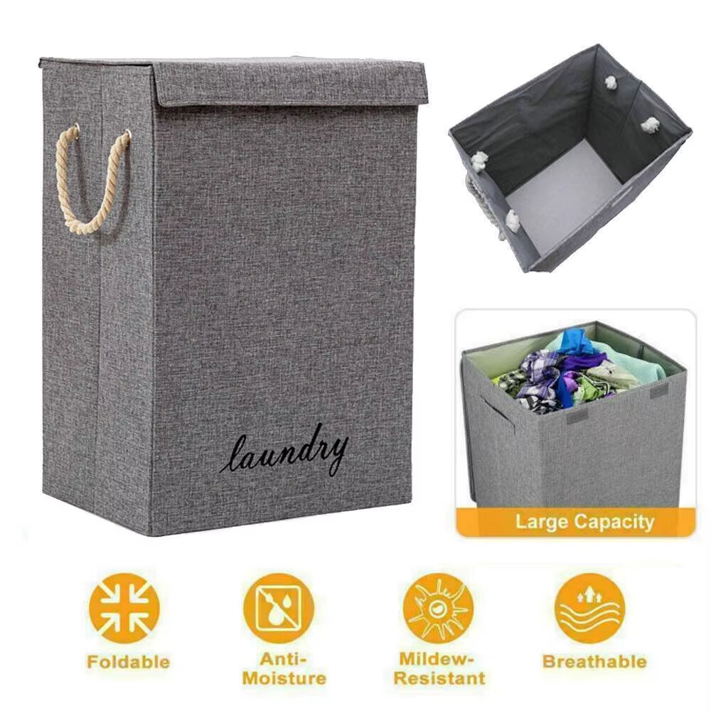 Laundry Basket Dirty Washing Clothes Storage Folding Bin Bag Hamper with Lid