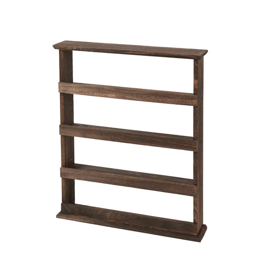 4 Tier Wood Spice Rack Desktop Wall Hanging Shelf Holder Kitchen Cabinet Flamed Organizer