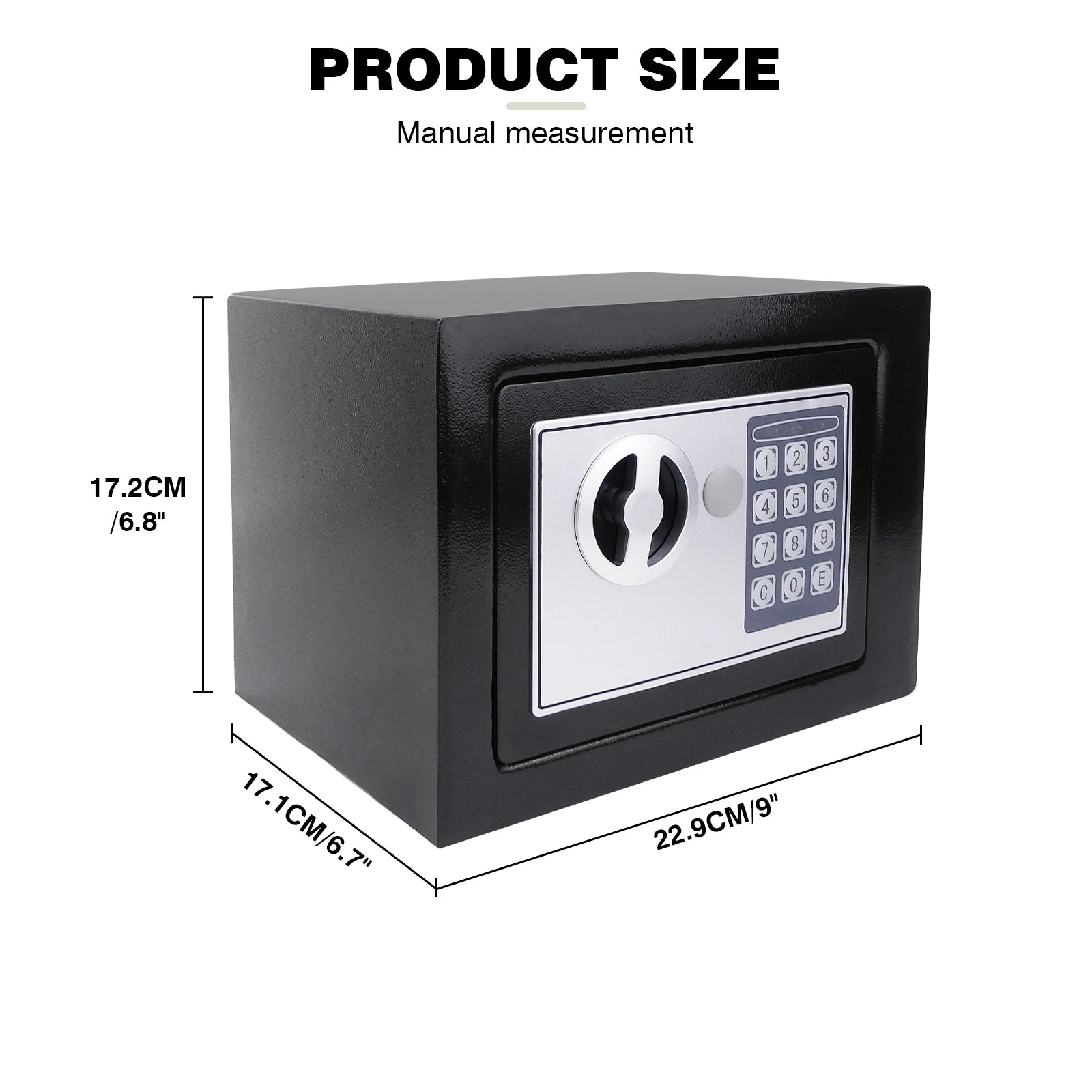 4.6L Digital Steel Electronic Security Box Safes Commercial Cash Money Cabinet with 2 Keys, Box for Office Hotel - Black