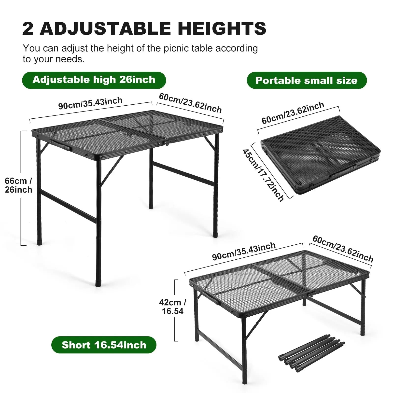 Grill Table for Outside,Lightweight Aluminum Folding Portable Metal Mesh Outdoor Grill Table for Camping Cooking BBQ RV Picnic