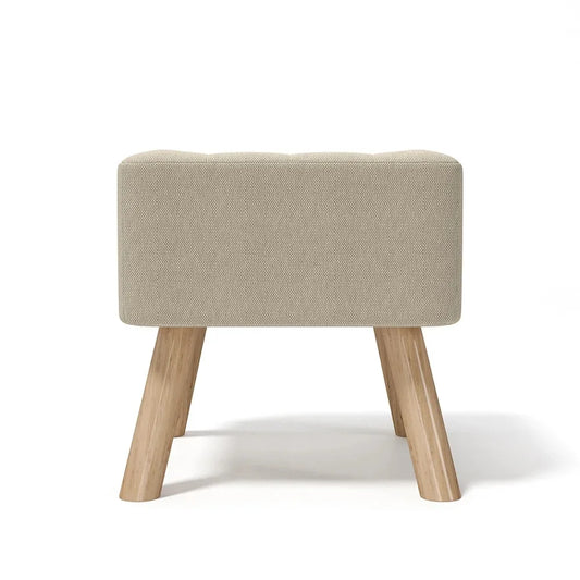 Linen Fabric Padded Household Multifunctional Wooden Leg Footstool