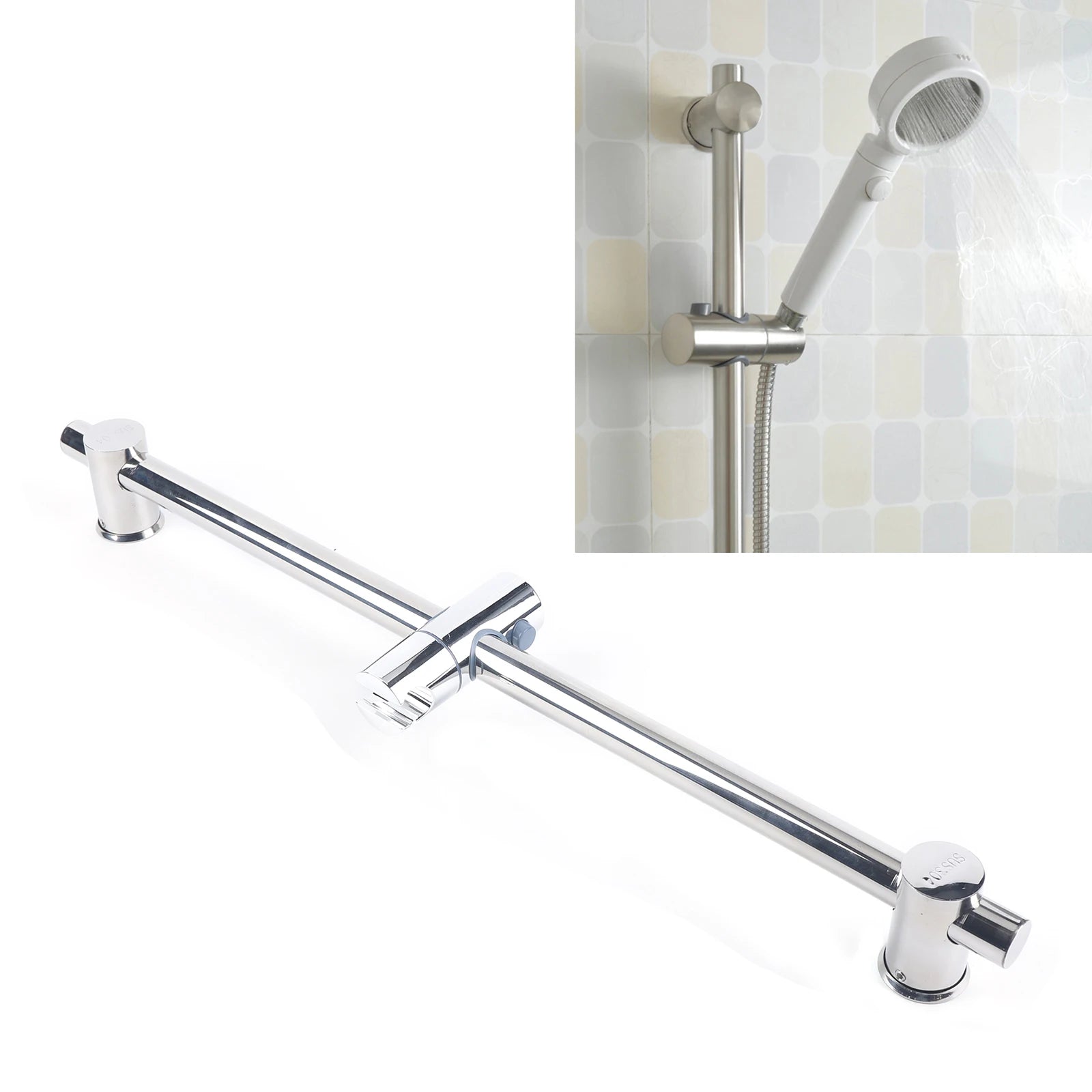 304 Stainless Steel Bathroom Tool 25.98 in Adjustable Sprinkler Lifting Rod Shower Slide Bar