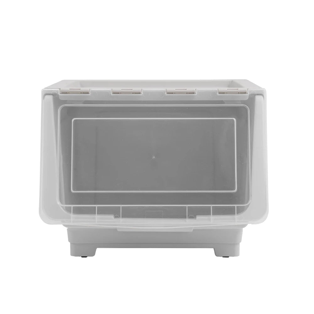 Kidkid 34L Stackable Plastic Storage Box with Lid and Four Smooth Wheels Snacks Crafts Toys Storage Box