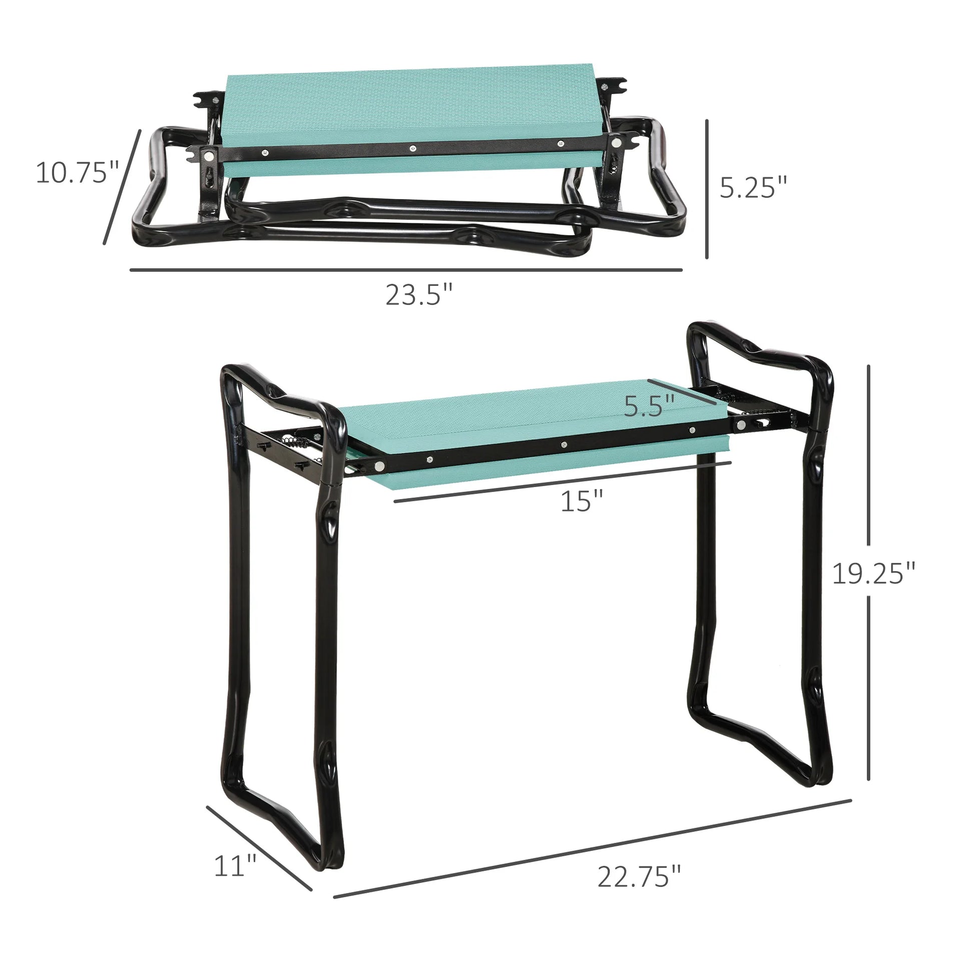 Garden Kneeler 2 in 1 Ergonomic Design Knee Pad Support Bench Foldable, Green