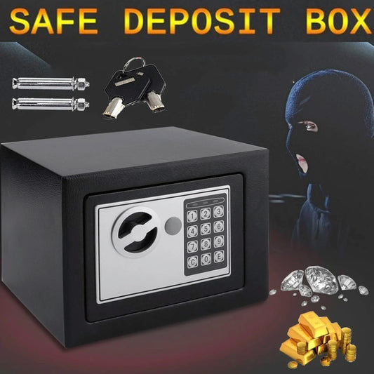 4.6L Digital Steel Electronic Security Box Safes Commercial Cash Money Cabinet with 2 Keys, Box for Office Hotel - Black