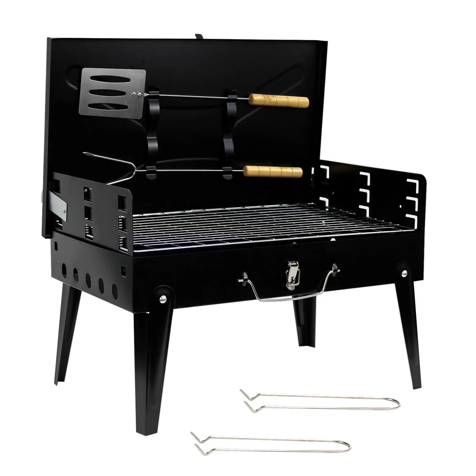 Portable Folding Charcoal Barbecue Grill for Outdoor Garden Camping BBQ with Utensil Tools By