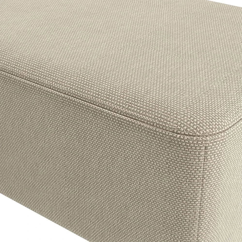 Beige Rectangular Tofu-Shaped Household Footrest with Solid Wooden Legs