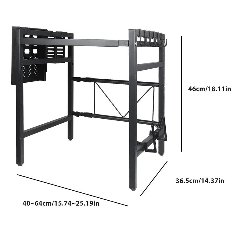 Microwave Oven Rack Seasoning Shelf Bilayer Oven Storage Rack Retractable Countertop Organizer Kitchen Accessories
