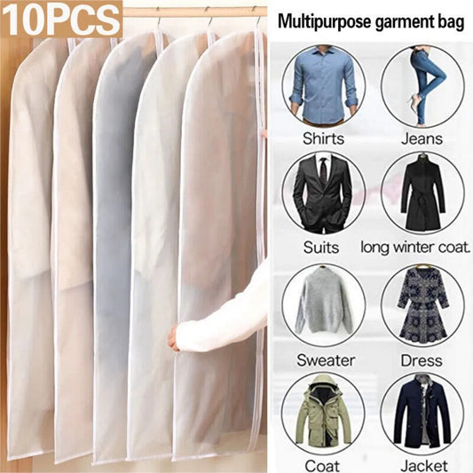 10PCS Large Hanging Suit Bags Dress Coat Jacket Clothes Cover Dust Protectors UK